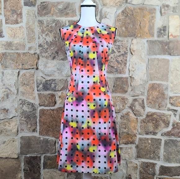 NEW Lela Rose 12 Polka Dot Multicolor Watercolor Dress - Picture 2 of 8